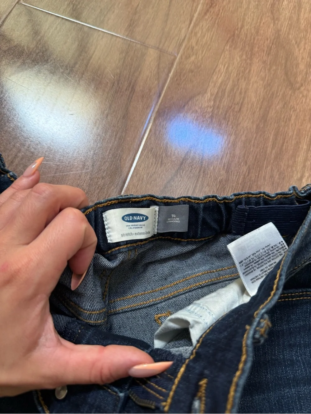 Old Navy Dark Blue Denim Shorts with Contrast Stitching